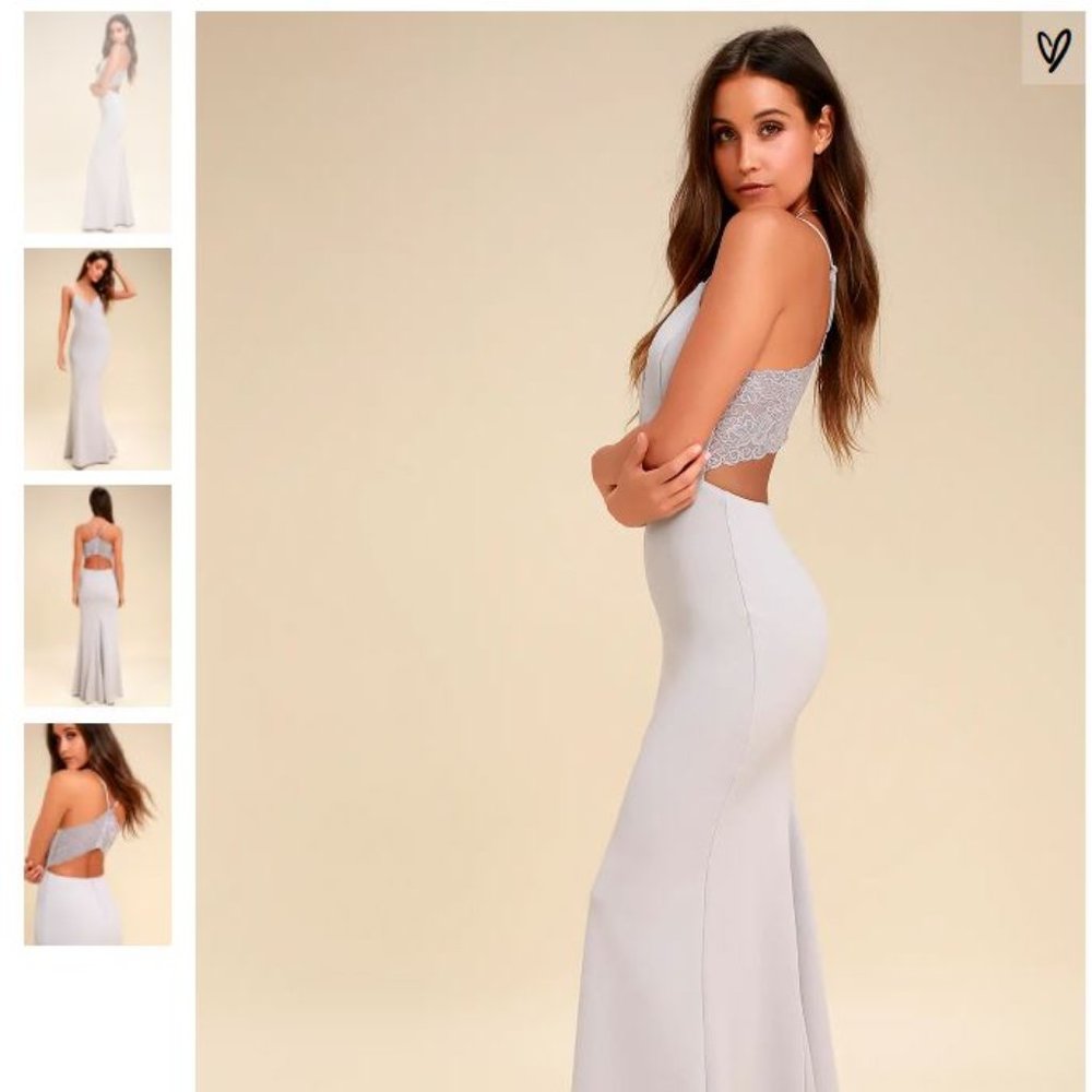 Lulu's Chic Light Grey Gown - NWT